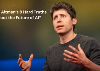 Technology leader speaking on stage about the future of artificial intelligence, emphasizing key insights and challenges ahead.