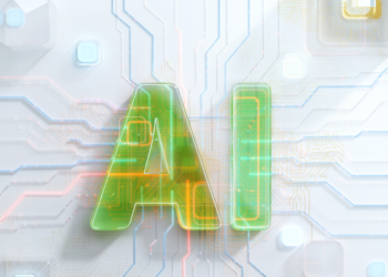 Glowing AI lettering over a digital circuit background representing artificial intelligence and advanced computing systems.