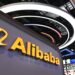 Alibaba logo displayed at a technology event, representing the company’s expansion and innovation in artificial intelligence and cloud computing.